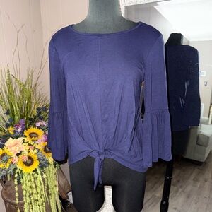 New Directions • Tie Front Bell Sleeve Blouse